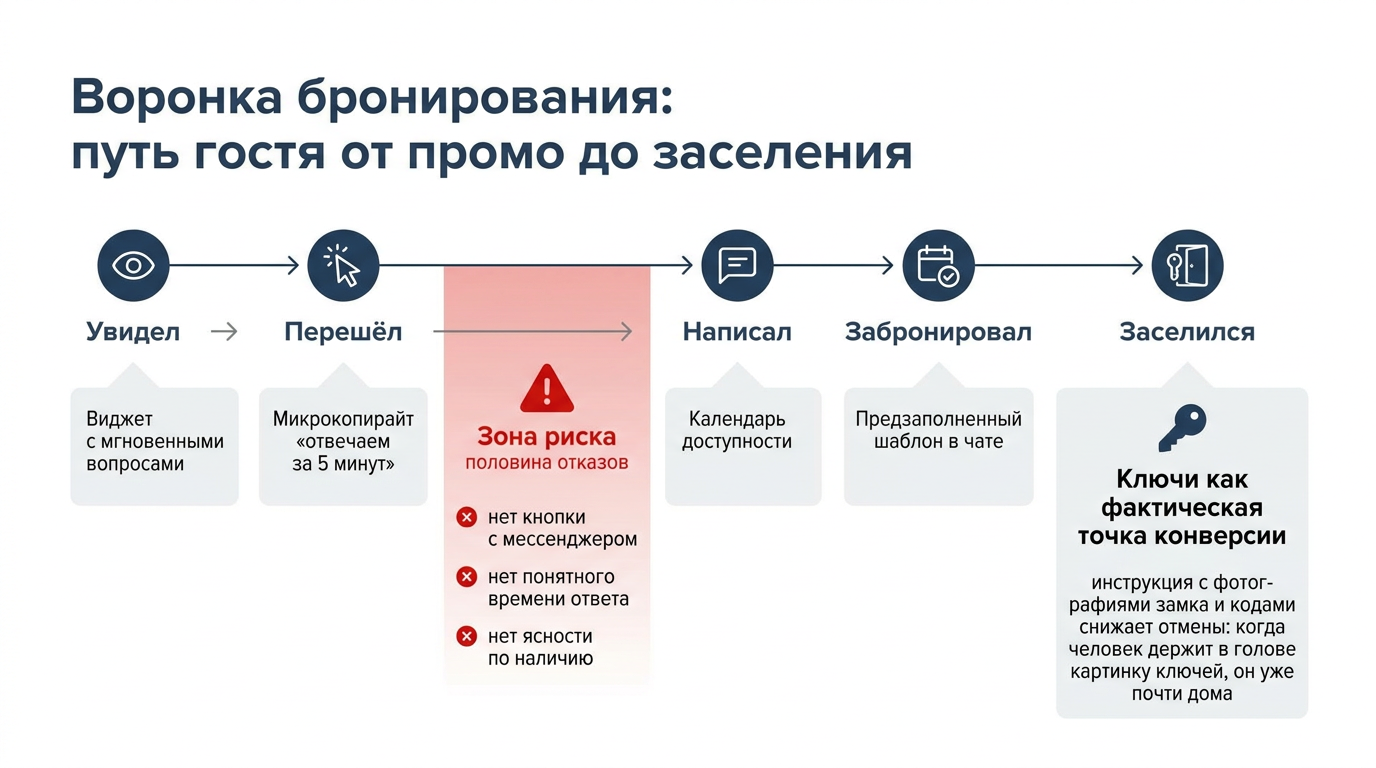 Воронка бронирования: от промо до заселения без провалов